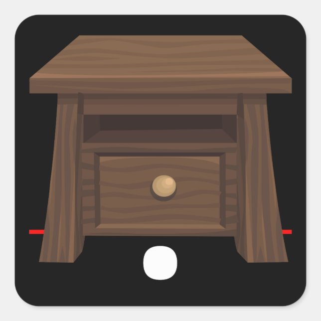 Sticker Carré Mobilier brillant table latérale en bois (Devant)