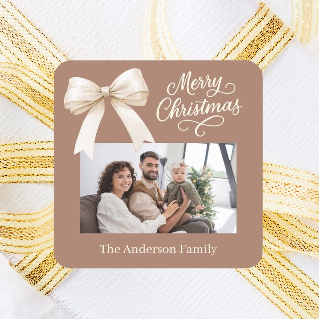 Sticker Carré Mocha café crème arc photo script Noël (Créateur téléchargé)