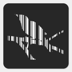 Sticker Carré MOCKINGBIRD BAR CODE Bird Code barre Motif Design