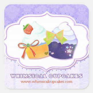 Sticker Carré Mod Cute Bakery Cupcakes Business Product Étiquett