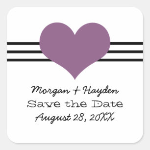 Sticker Carré Mod Heart Save Date Stickers, violet