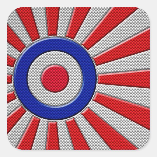 Sticker Carré Mod Roundel Sunburst asiatique en fibre de carbone (Devant)