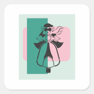 Sticker Carré Mod Scooter fille