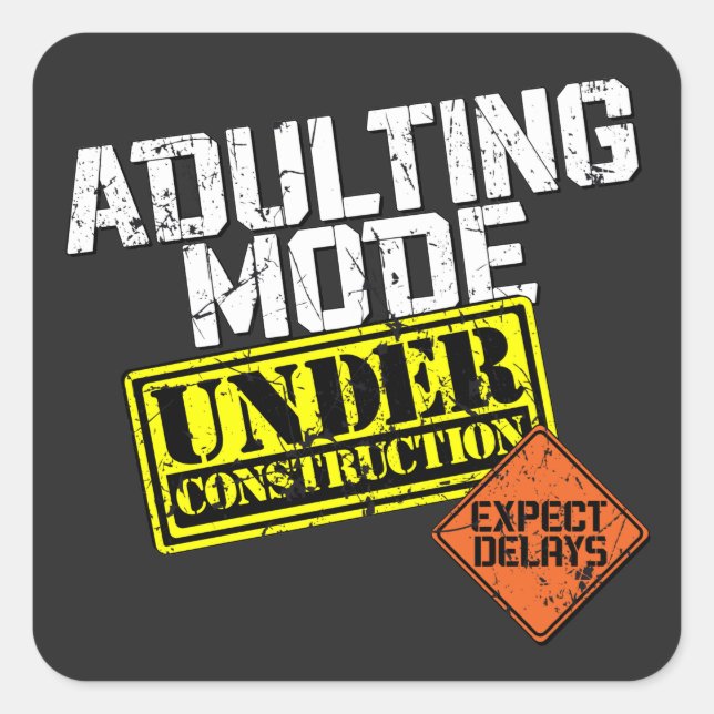 Sticker Carré Mode d'Adulte en construction un amusant Adulte (Devant)