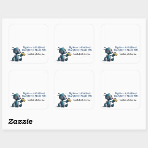 Sticker Carré Mode d'enregistrement sur Baby shower robotique Ét