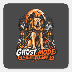 Sticker Carré Mode Fantôme Activé Par Mon Chien Labrador Hallowe