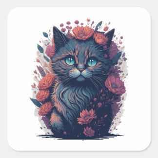 Sticker Carré Mode Feline