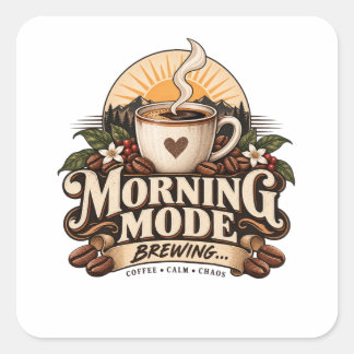 Sticker Carré Mode Matin Café Amour Vintage Café