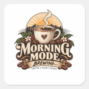 Sticker Carré Mode Matin Café Amour Vintage Café