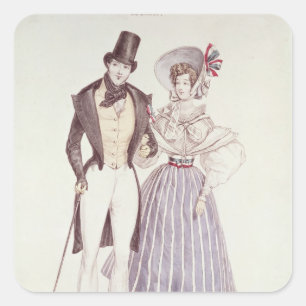 Sticker Carré Mode pour hommes et femmes, 1830