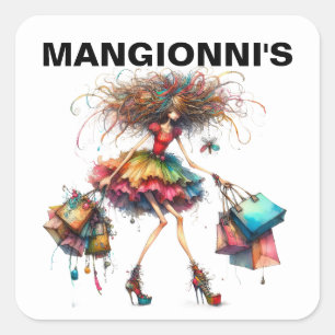 Sticker Carré Mode Shopping