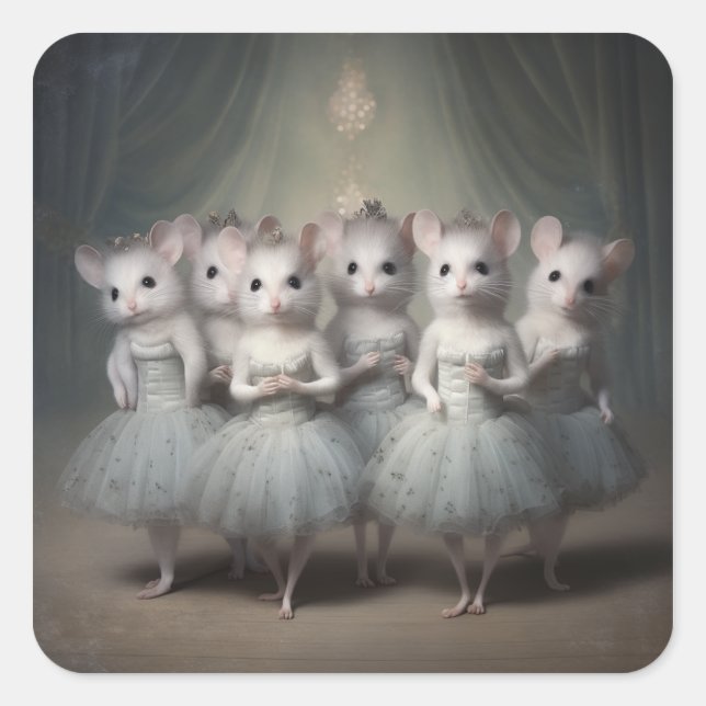 Sticker Carré Mode souris de ballet Casse-Noisette (Devant)