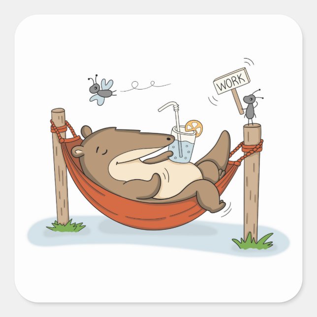 Sticker Carré Mode Vacances | Fourmilier (Devant)