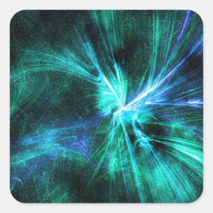 Sticker Carré Modèle bleu/vert fractal