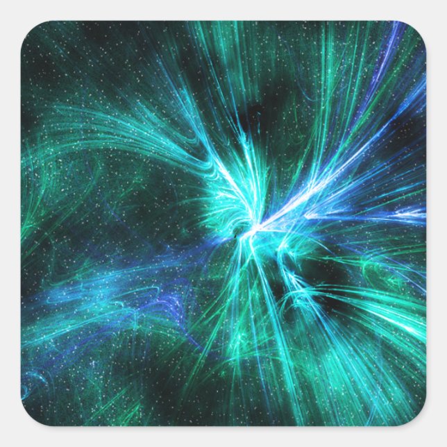 Sticker Carré Modèle bleu/vert fractal (Devant)