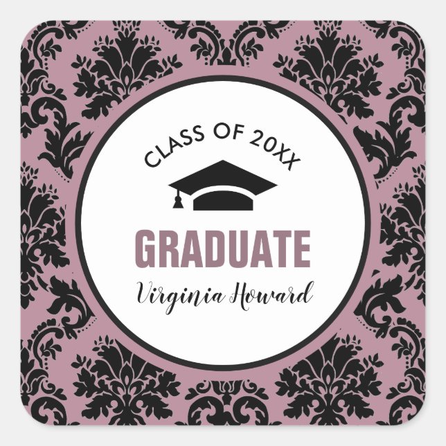 Sticker Carré Modèle Damask Graduation personnalisée (Devant)