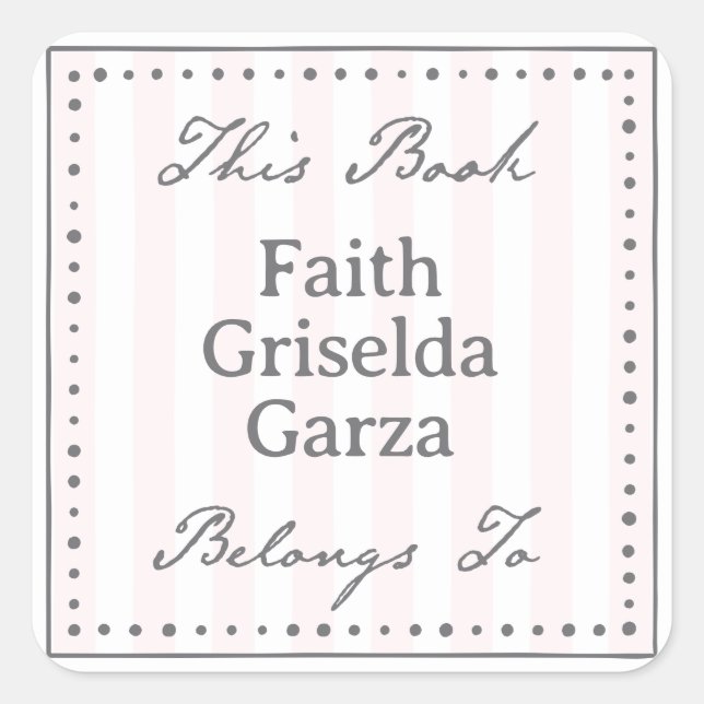 Sticker Carré Modèle d'autocollant "Ce livre appartient à" (Devant)