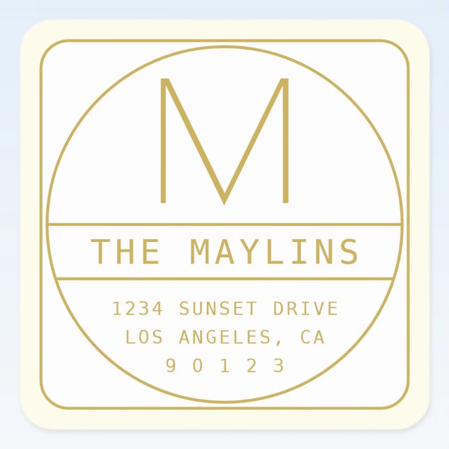 Sticker Carré Modèle de conception rétro-moderne éditable or et  (Créateur téléchargé)