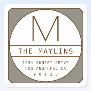 Sticker Carré Modèle de conception rétro-moderne modifiable Gr