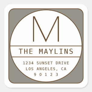 Sticker Carré Modèle de conception rétro-moderne modifiable Gr