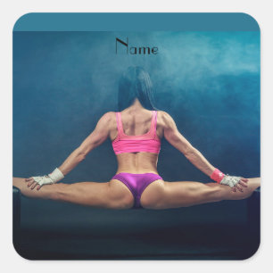 Sticker Carré Modèle de condition physique féminine Split Thunde