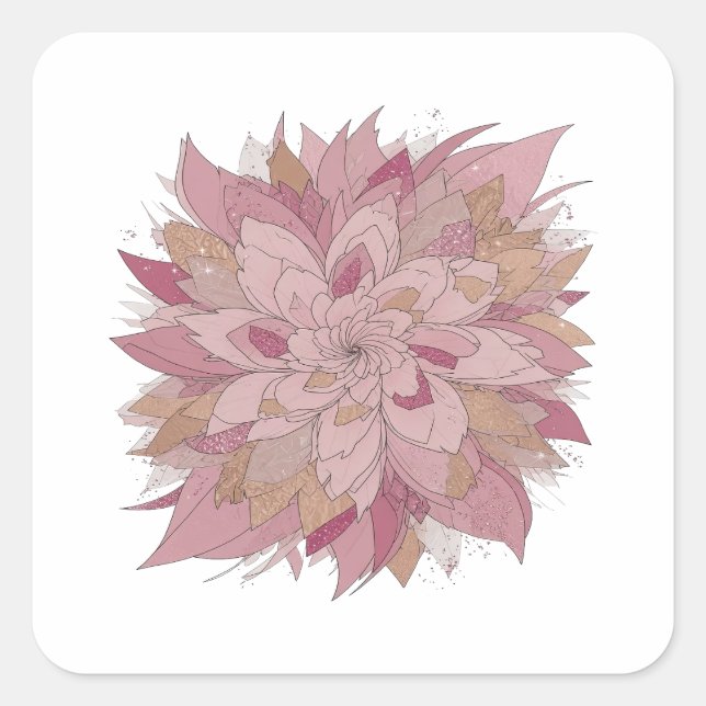 Sticker Carré Modèle de décalque floral argent Premium (Devant)