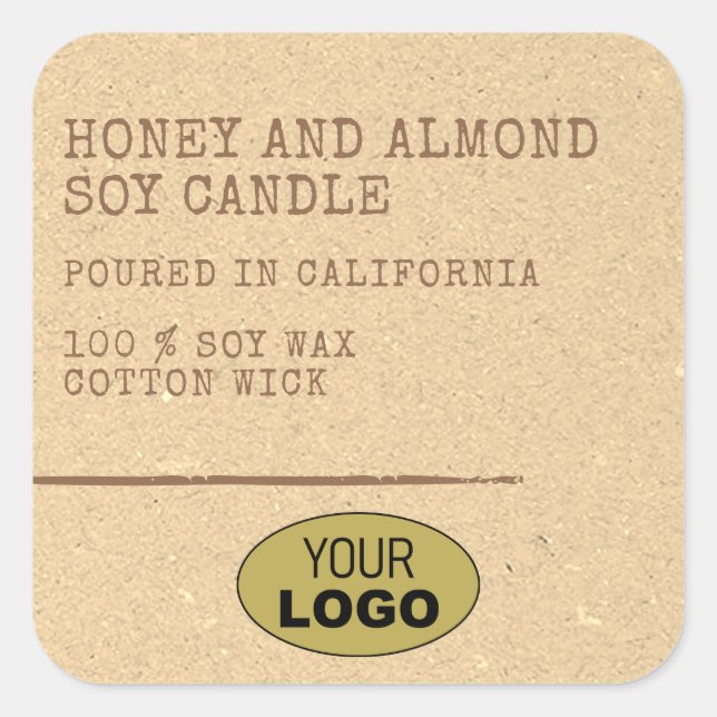 Sticker Carré Modèle de logo en papier Kraft simple moderne (Devant)