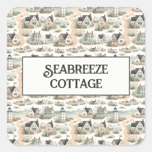 Sticker Carré Modèle de phare de cottage côtier (Devant)