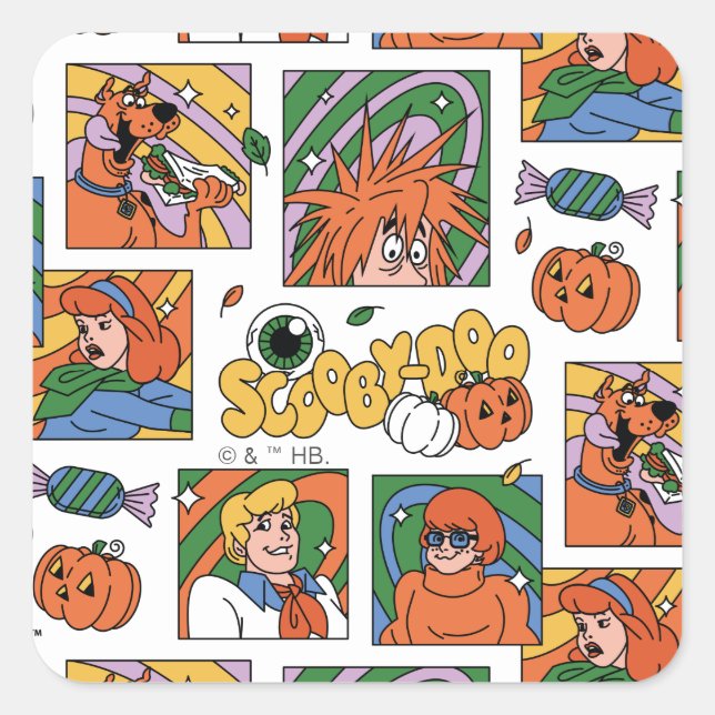 Sticker Carré Modèle de photos Halloween de Scooby-Doo (Devant)