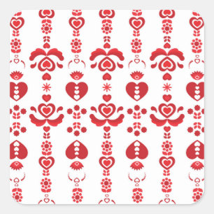Sticker Carré Modèle de rosemaling moderne de Noël scandinave