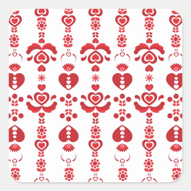 Sticker Carré Modèle de rosemaling moderne de Noël scandinave (Devant)
