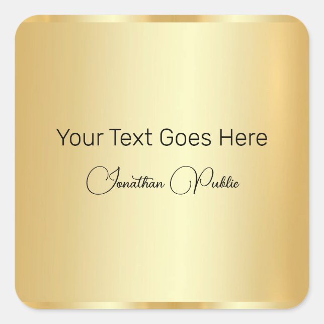 Sticker Carré Modèle de script calciné or look élégant (Devant)