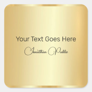 Sticker Carré Modèle de script calciné or look élégant