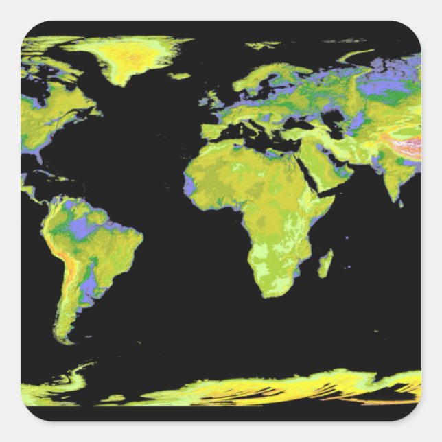 Sticker Carré Modèle d'élévation numérique des continents sur Ea (Devant)
