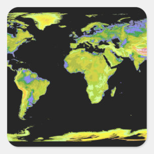 Sticker Carré Modèle d'élévation numérique des continents sur Ea