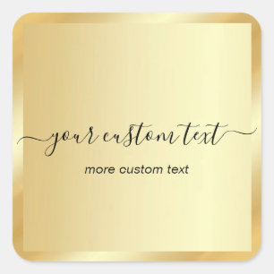 Sticker Carré Modèle doré de texte personnalisé Hand Script tend