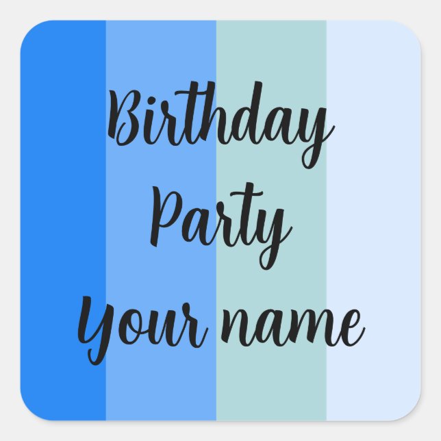 Sticker Carré Modèle du nom de la fête d'anniversaire (Devant)