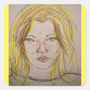 Sticker Carré Modèle fille