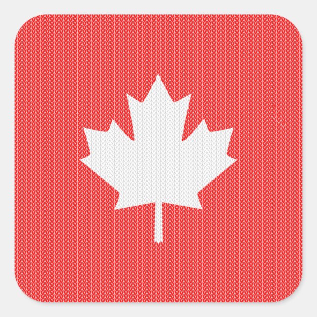 Sticker Carré Modèle Knit Maple Leaf Tricot Motif (Devant)