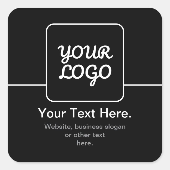 Sticker Carré Modèle moderne pour votre logo | Noir & Blanc (Devant)