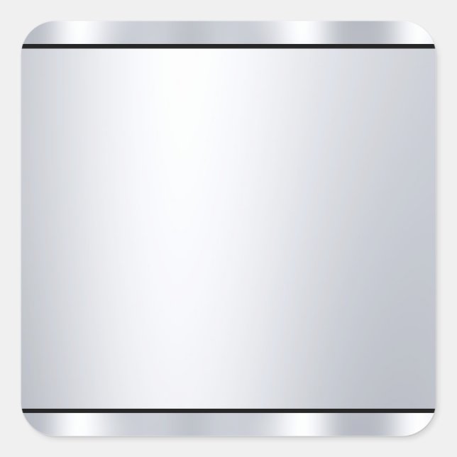 Sticker Carré Modèle personnalisé noir à l'aspect argent métalli (Devant)