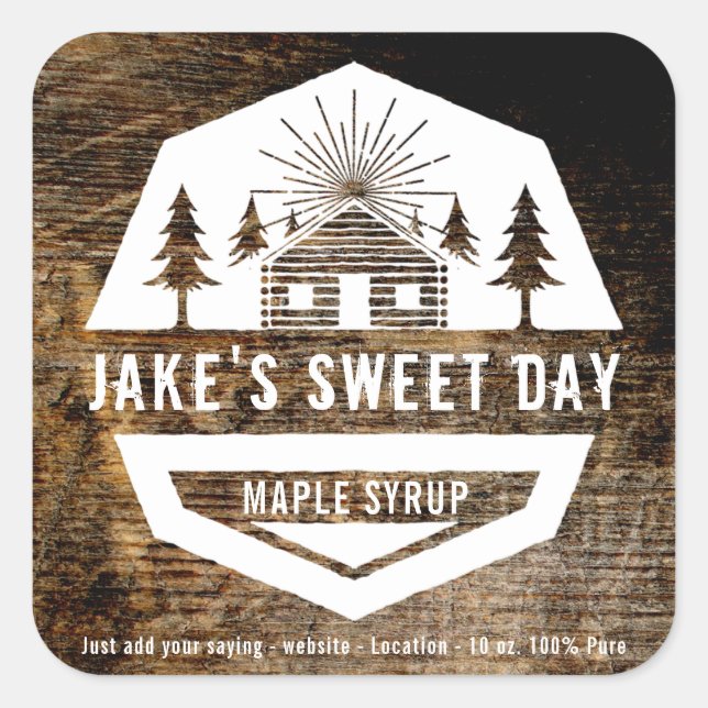 Sticker Carré Modèle Rustique Cabine Conception Pour Tout Étique (Devant)