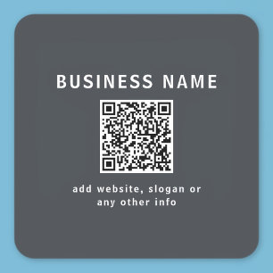 Sticker Carré Modèle simple pour votre code QR Gris foncé