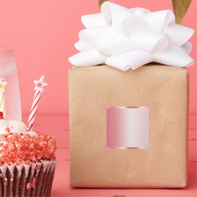 Sticker Carré Modèle vierge en rose gold, ajoutez votre texte, n (Fête)