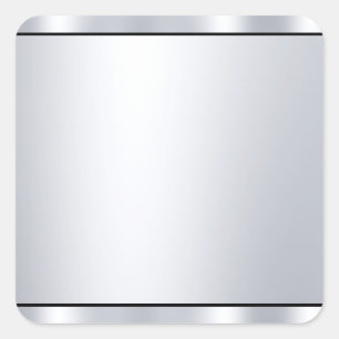 Sticker Carré Modèle vierge personnalisé noir à l'aspect argent 