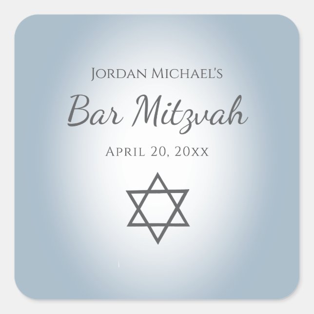 Sticker Carré Modern Blue Star of David Simple Bar Mitzvah (Devant)