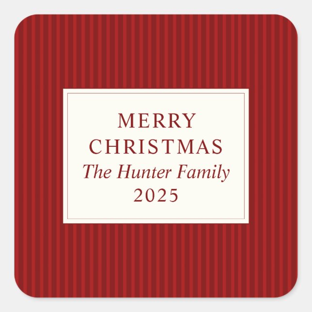 Sticker Carré Modern Christmas Minimal Holiday Favor Red (Devant)