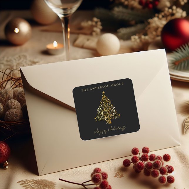 Sticker Carré Modern Elegant Corporate Gold Christmas Holiday (Créateur téléchargé)