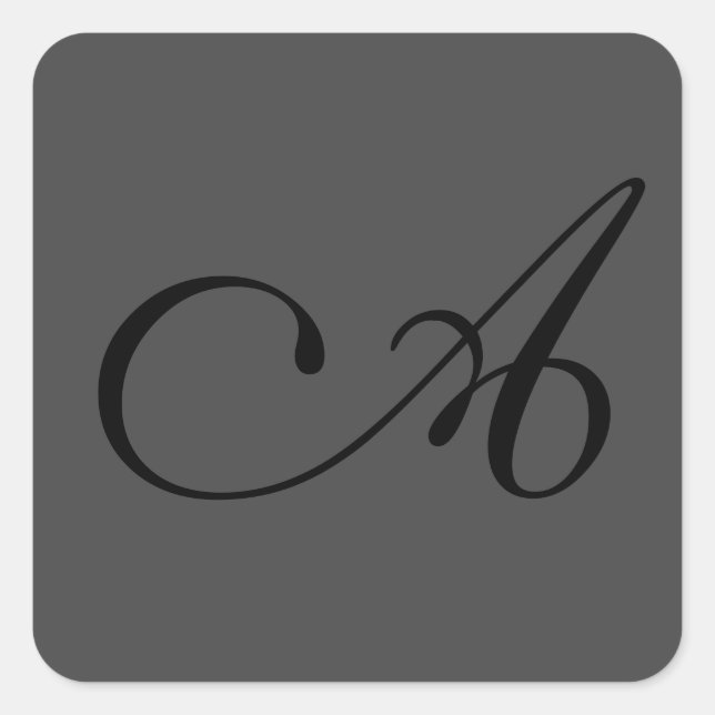 Sticker Carré Modern Grey Simple Monogramme Ajouter Votre Nom In (Devant)