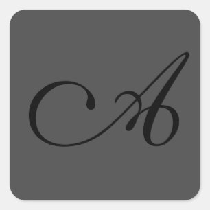 Sticker Carré Modern Grey Simple Monogramme Ajouter Votre Nom In